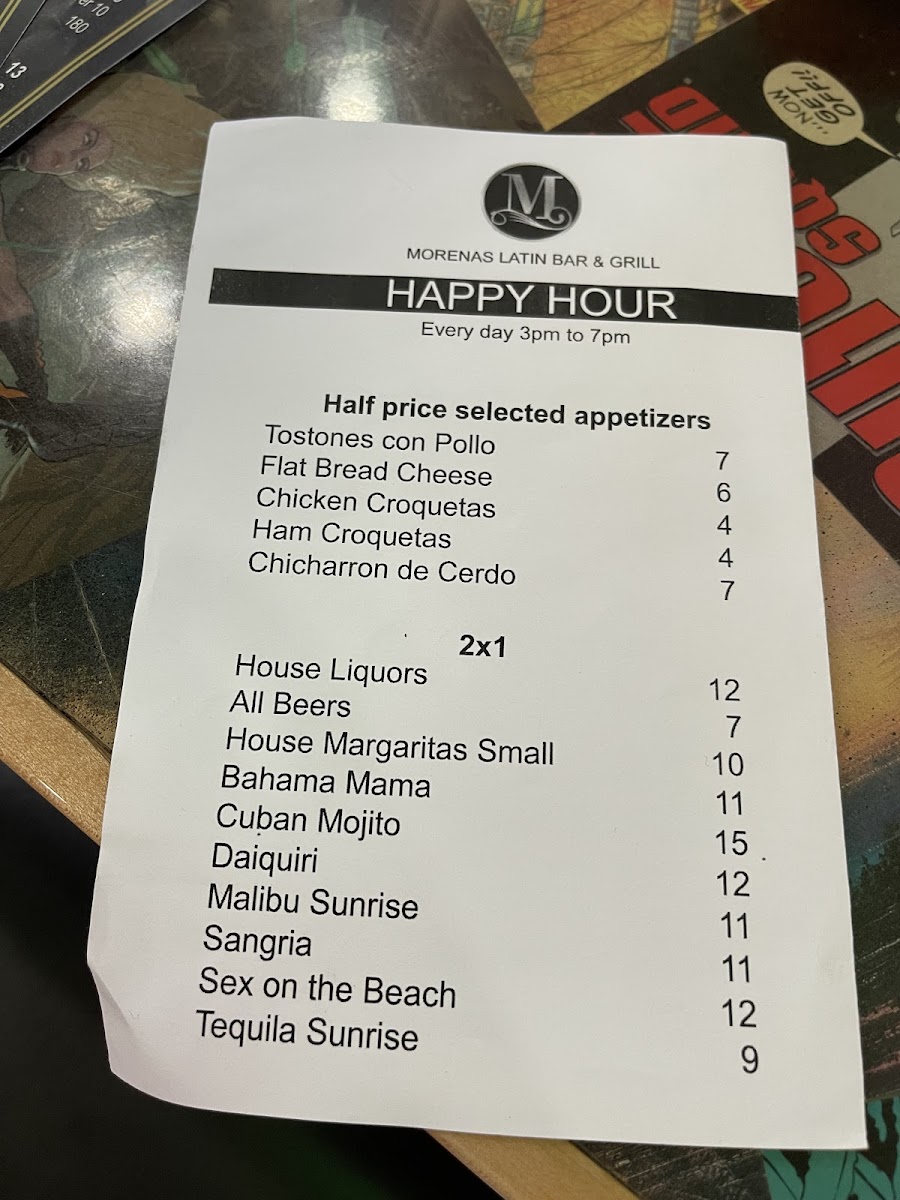 Menu Morenas Latin Bar & Grill-8