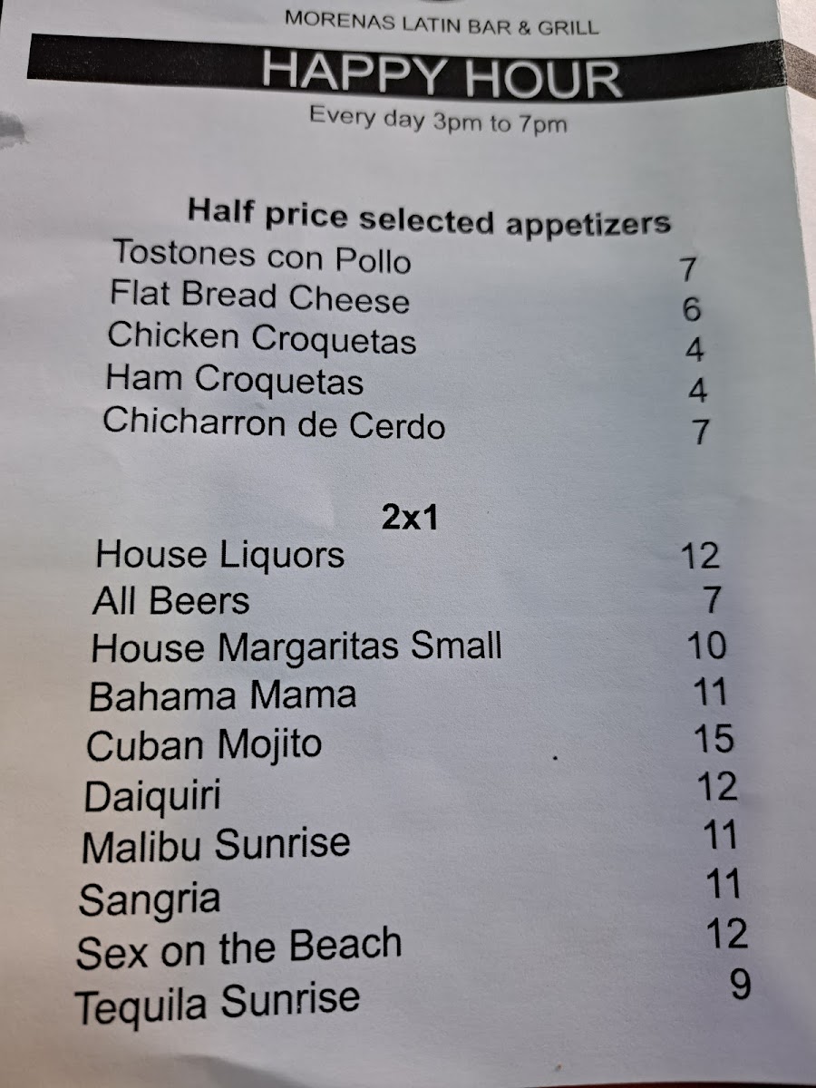 Menu Morenas Latin Bar & Grill-9